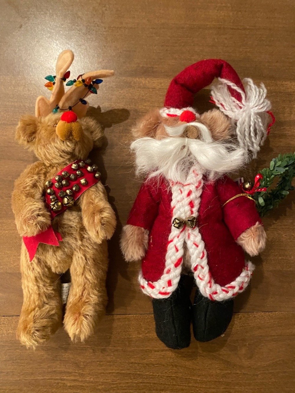 Vintage Jaymar Creations Hand-Sewn German Mohair Santa Claus and Reindeer 10”